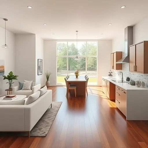 Newly remodeled living space in East Hastings, MN featuring modern furnishings and a stylish open concept kitchen.