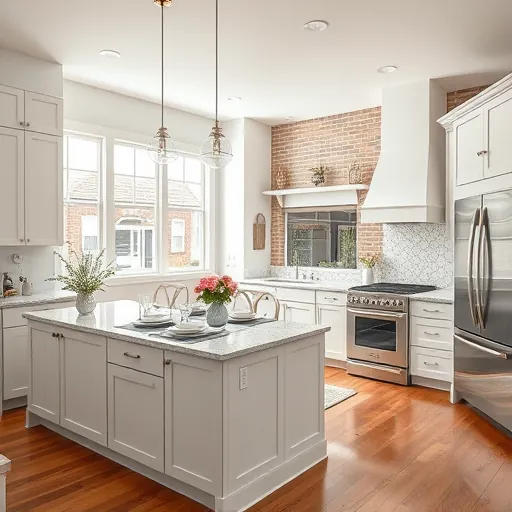 Modern kitchen remodel in Downtown Hastings with sleek appliances, granite counters, and natural light, highlighting historic charm.