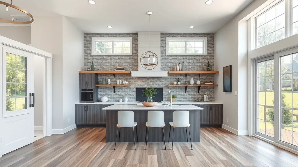 Home Remodeling in North Maplewood Area, MN with modern kitchen and living room design showcased.