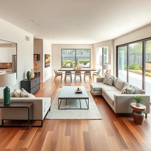 Renovated living room in St. Paul Park MN featuring elegant hardwood floors, large windows, and stylish furnishings.