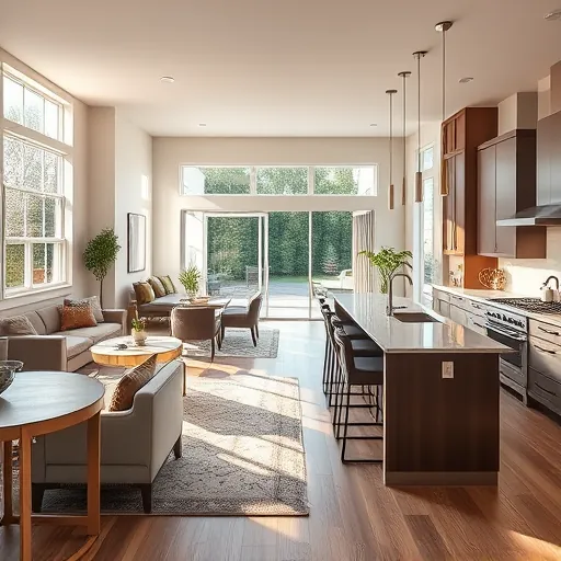 Modern North Maplewood home remodel featuring open-concept kitchen, stylish living area, and landscaped patio.