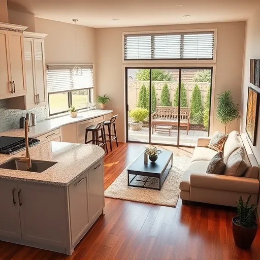 Home remodeling in East Oakdale MN featuring a modern kitchen and cozy living area with elegant details and natural light.