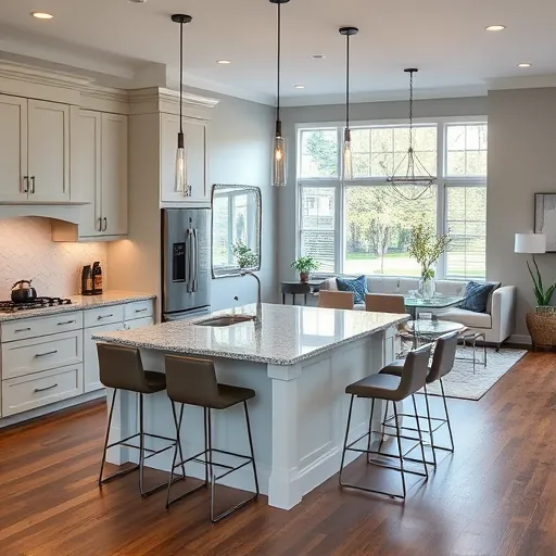 Renovated kitchen in Newport MN featuring modern cabinets, granite countertops, appliances, and stylish decor elements.