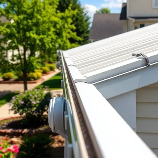 Clean, well-maintained gutters on a sunny residential home in Stillwater MN with lush greenery and blooming flowers