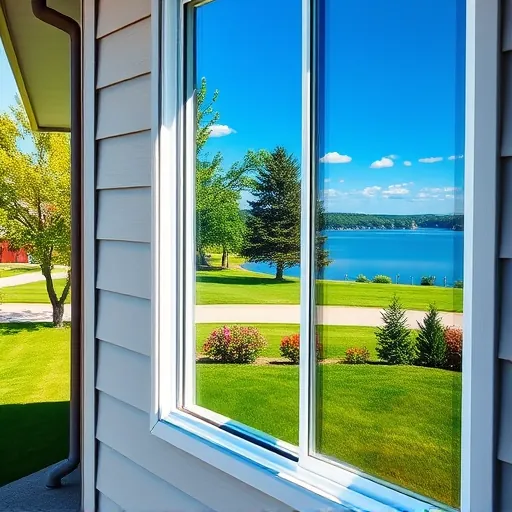 Sparkling clean residential windows reflecting a blue sky and green trees in a sunny suburban neighborhood in Tanners Lake Area Minnesota