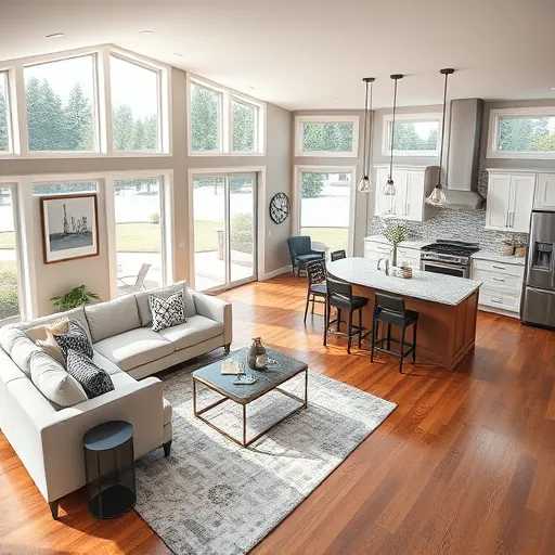 Modern home remodeling in Dancing Waters MN featuring open-concept living and kitchen with stylish decor and natural light.