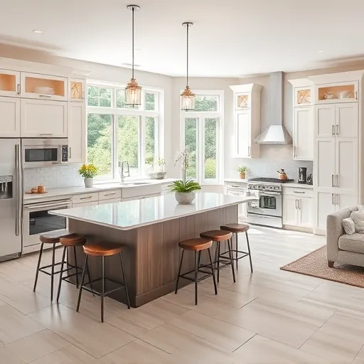 Modern Hastings MN kitchen remodel with sleek appliances, custom cabinetry, natural light, and stylish decor.
