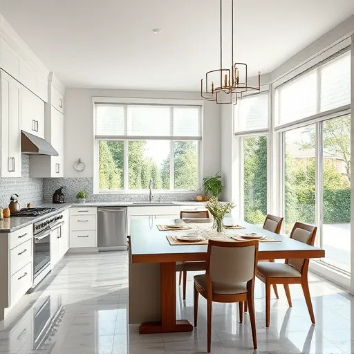 Modern kitchen remodel in Maplewood, MN with sleek appliances, granite countertops, and bright natural light.