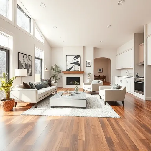 Beautifully renovated living room in East Cottage Grove MN featuring modern design, hardwood floors, and natural light.