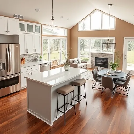 Renovated kitchen in South Cottage Grove MN with modern appliances, quartz countertops, and inviting decor in warm tones.