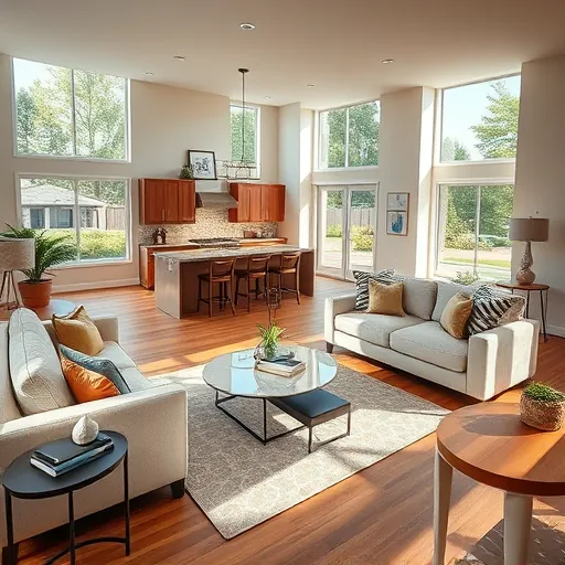 Completed home remodeling project in Powers Lake MN with stylish open floor plan, elegant living room, and modern kitchen.