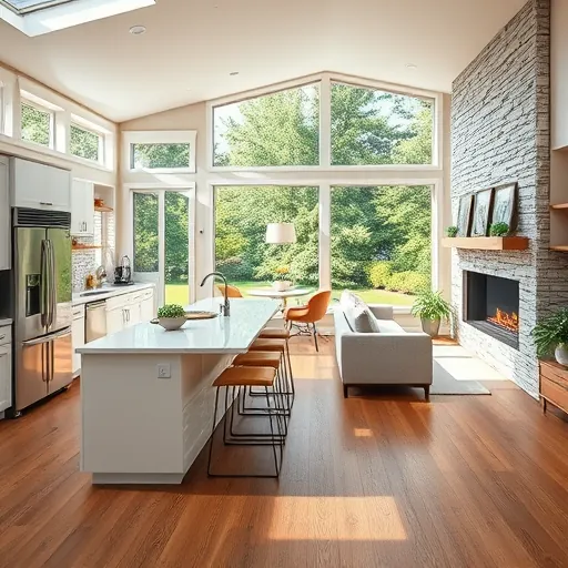 Stunning open-concept living space in Afton Highlands with modern kitchen and cozy living area featuring elegant decor.