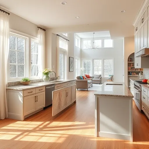 Modern kitchen remodel in Afton Highlands with granite countertops, open layout, natural light, and stylish decor.