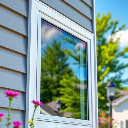 Gleaming clean window on a modern home in Wildflower Community MN reflecting lush trees and colorful wildflowers under bright blue skies