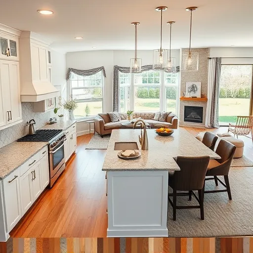 Home remodeling project in Eagan MN features a modern kitchen with granite countertops and stainless steel appliances.