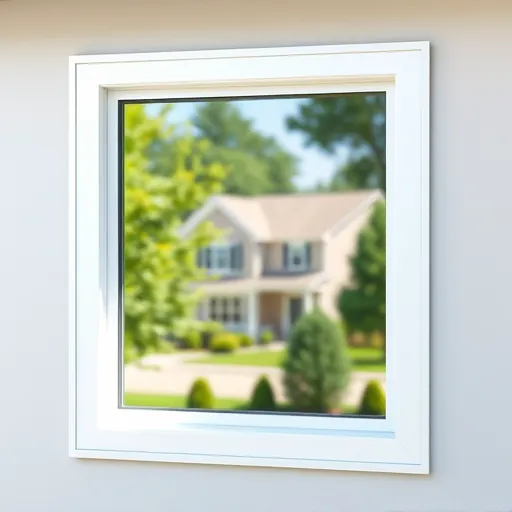 Clean window in Afton Highlands MN reflecting lush trees and houses with no humans present, highlighting professional cleaning artistry