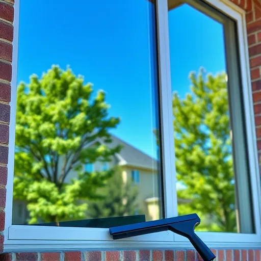 Sparkling clean window reflecting blue sky and green trees outside a modern house in Apple Valley MN