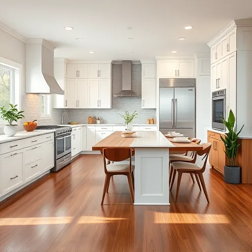 Completed home remodel in Grey Cloud Island MN featuring a modern kitchen with quartz countertops and custom white cabinetry.