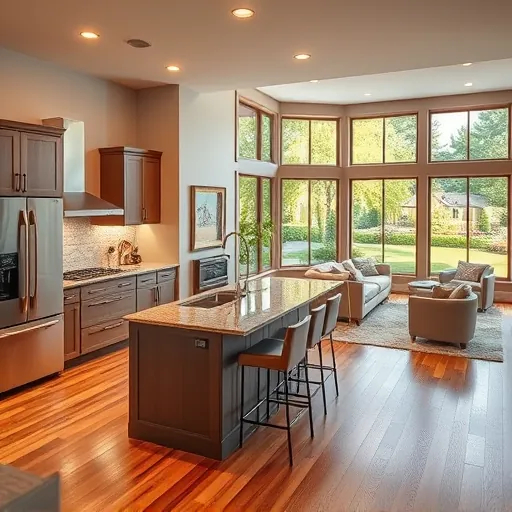 Modern kitchen remodel in South St. Paul with sleek appliances, elegant cabinetry, and open living area design.