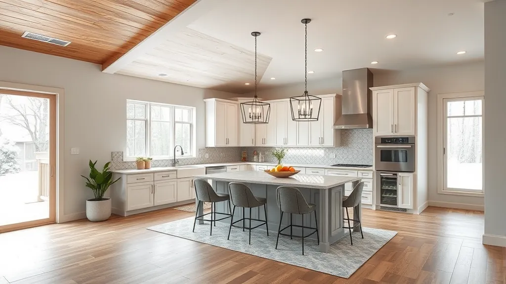 Home Remodeling in Croixwood, MN showcasing modern kitchen and living room designs.