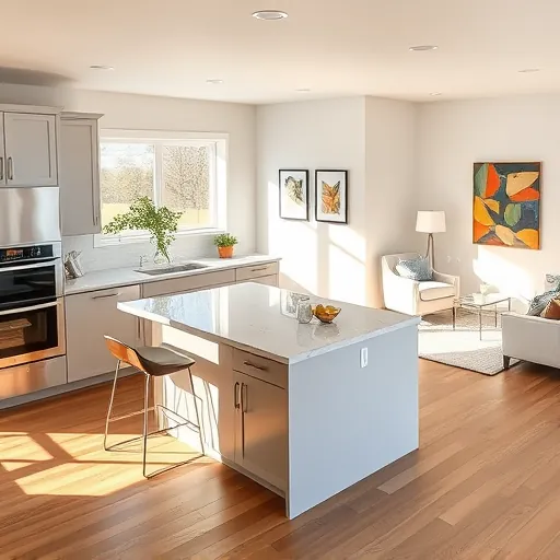Contemporary kitchen in Denmark Township MN with gray cabinetry, marble countertops, and stainless steel appliances.