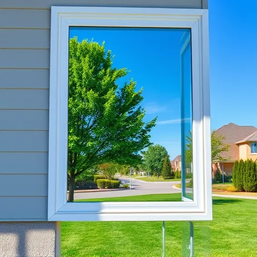 Sparkling clean window on a modern house reflecting blue sky and greenery in East Oakdale Minnesota