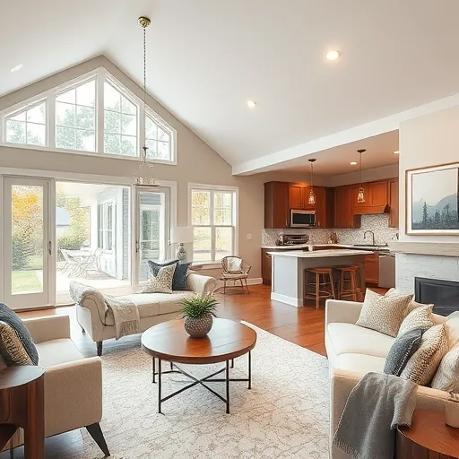 Home remodeling project in Stillwater MN showcasing a modern kitchen and living area with elegant design elements.