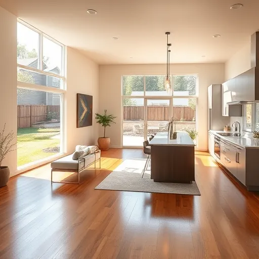 Stylish open-concept living space in North Inver Grove Heights featuring hardwood floors and modern kitchen design.
