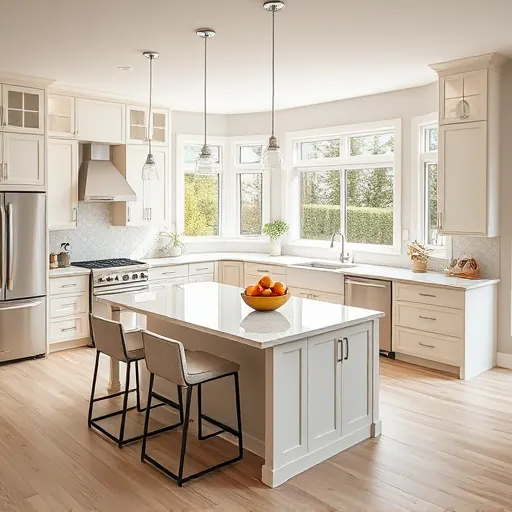 Stylish modern kitchen in North Lake Elmo featuring custom cabinetry, sleek countertops, and natural lighting.