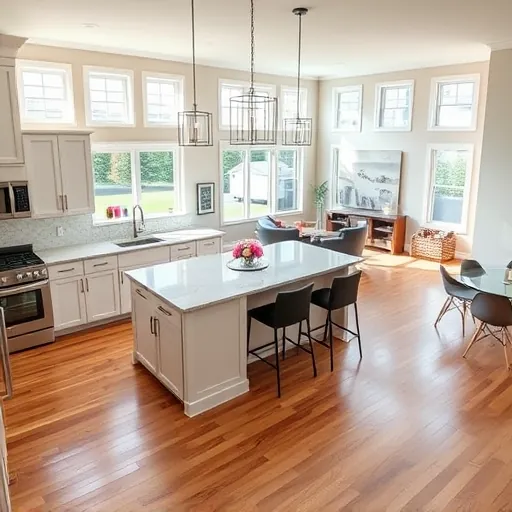 Modern kitchen remodel in Lake Elmo Village MN with granite countertops, custom cabinetry, and natural light ambiance.