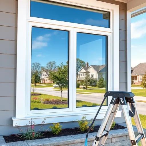 Sparkling clean windows reflecting blue sky and neighborhood, showcasing professional window cleaning in Croixwood MN
