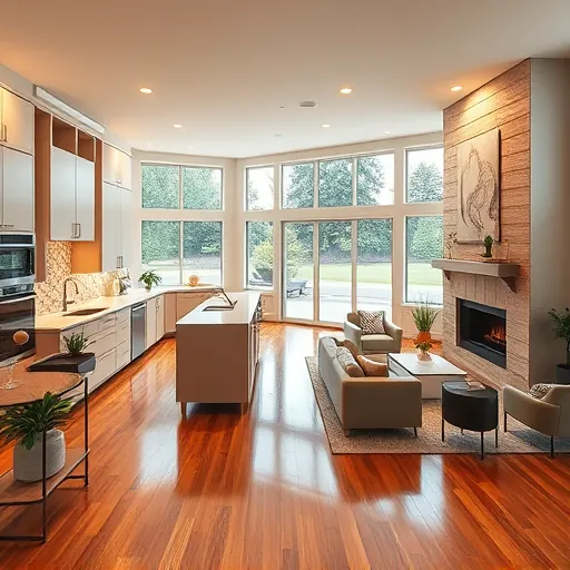 Modern kitchen remodel in Inver Grove Heights MN featuring quartz countertops, elegant cabinetry, and open living area.