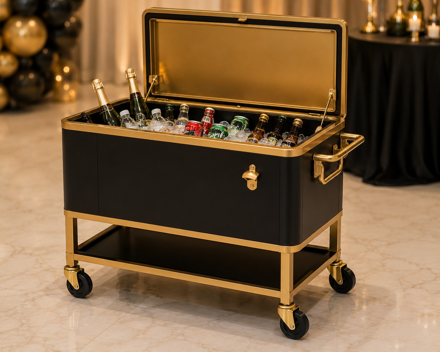Beverage station cooler and ice bucket