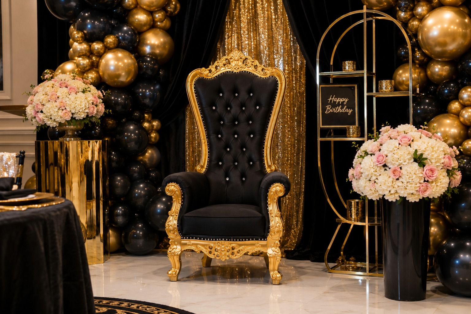 Styled event rental decor by Kshels Party Supplies