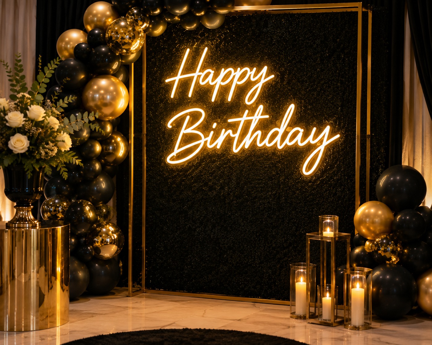 Happy Birthday neon sign decor