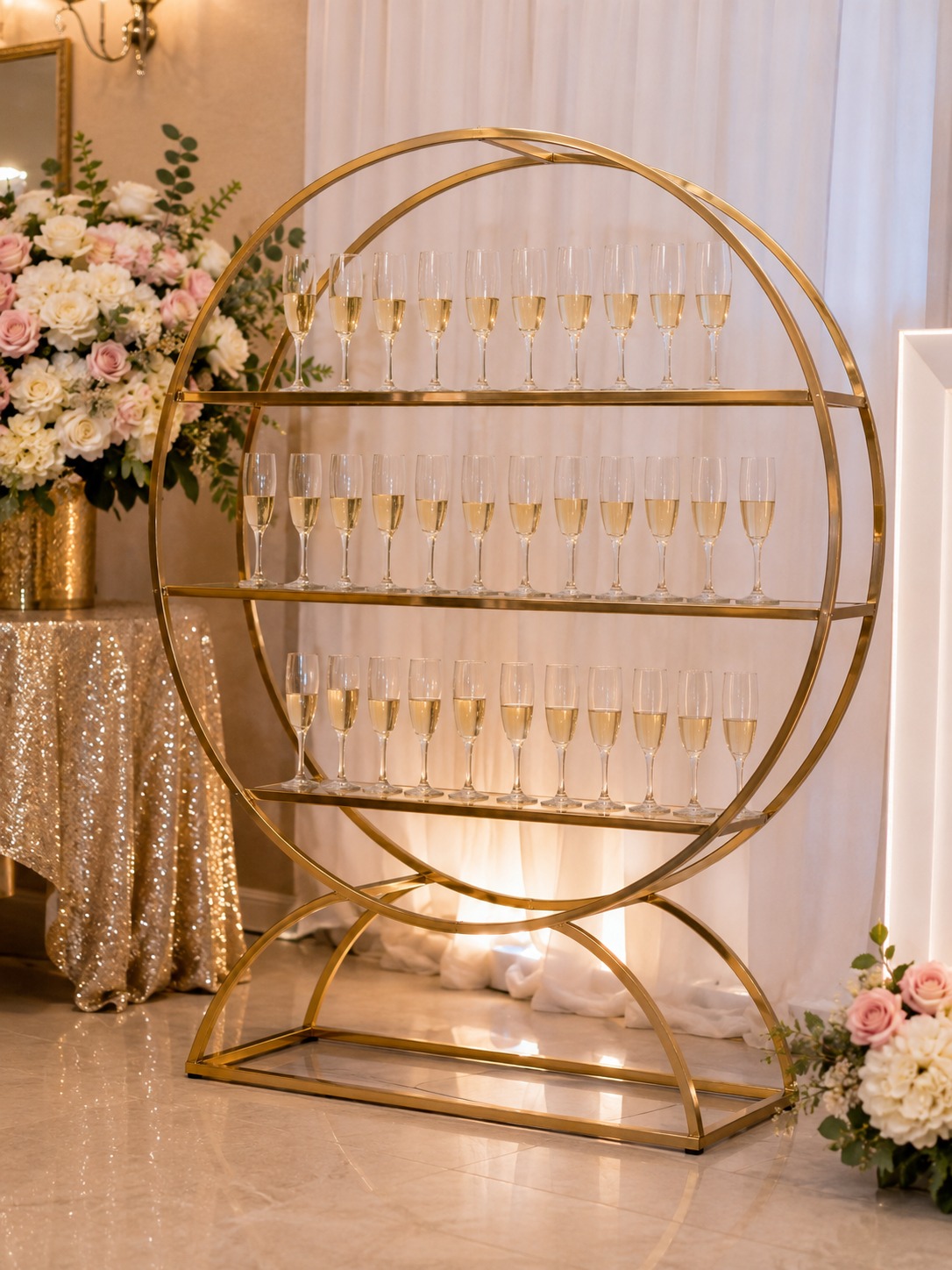 Elegant champagne wall display