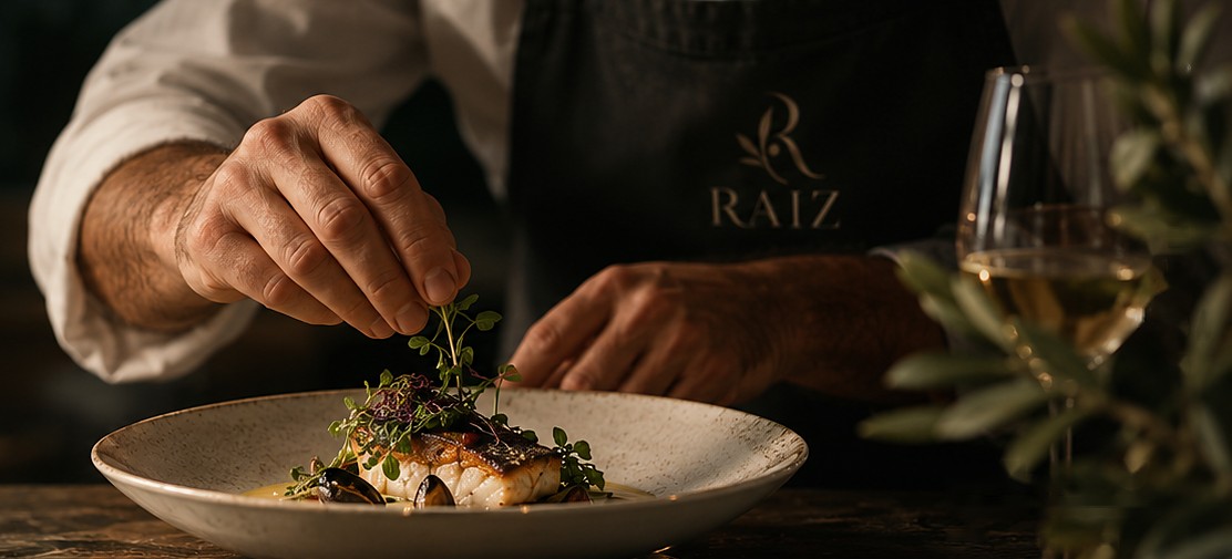 Chef a finalizar um prato