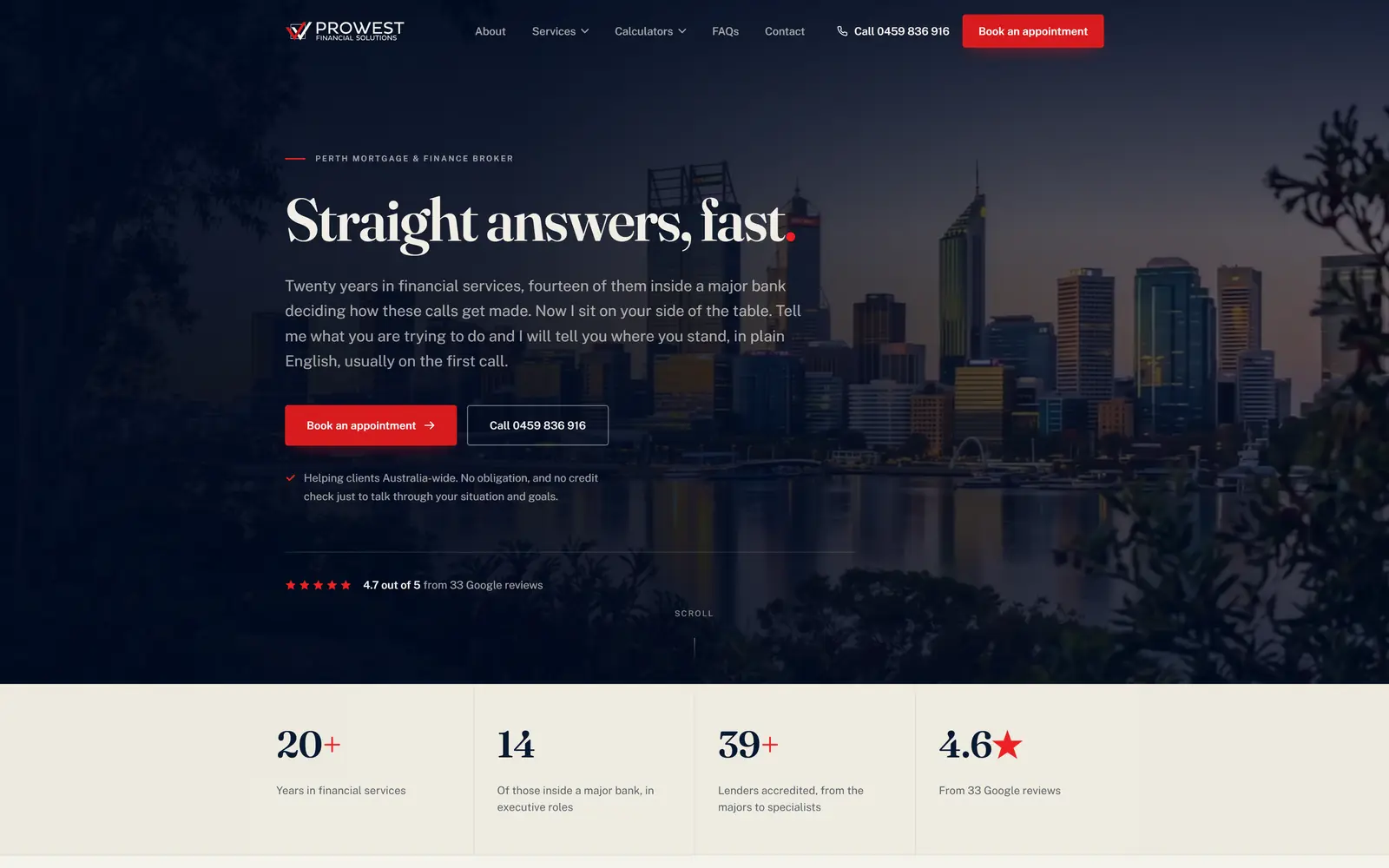 The new Prowest Financial Solutions home page built by Rowdy Digital
