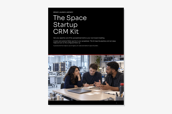 Cover of the free Space Startup CRM Kit by Space Launch Agency