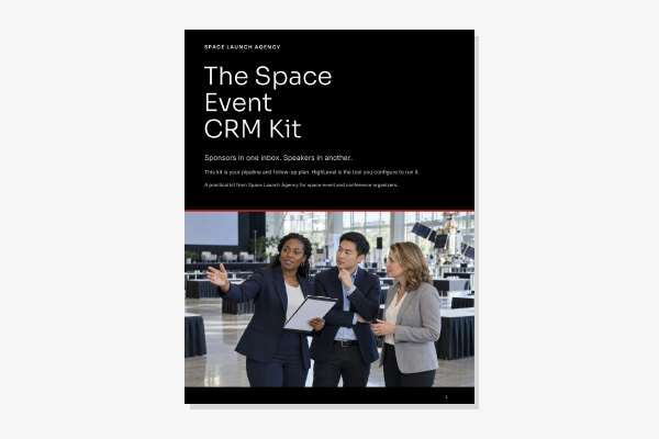 Cover of the free Space Event CRM Kit by Space Launch Agency