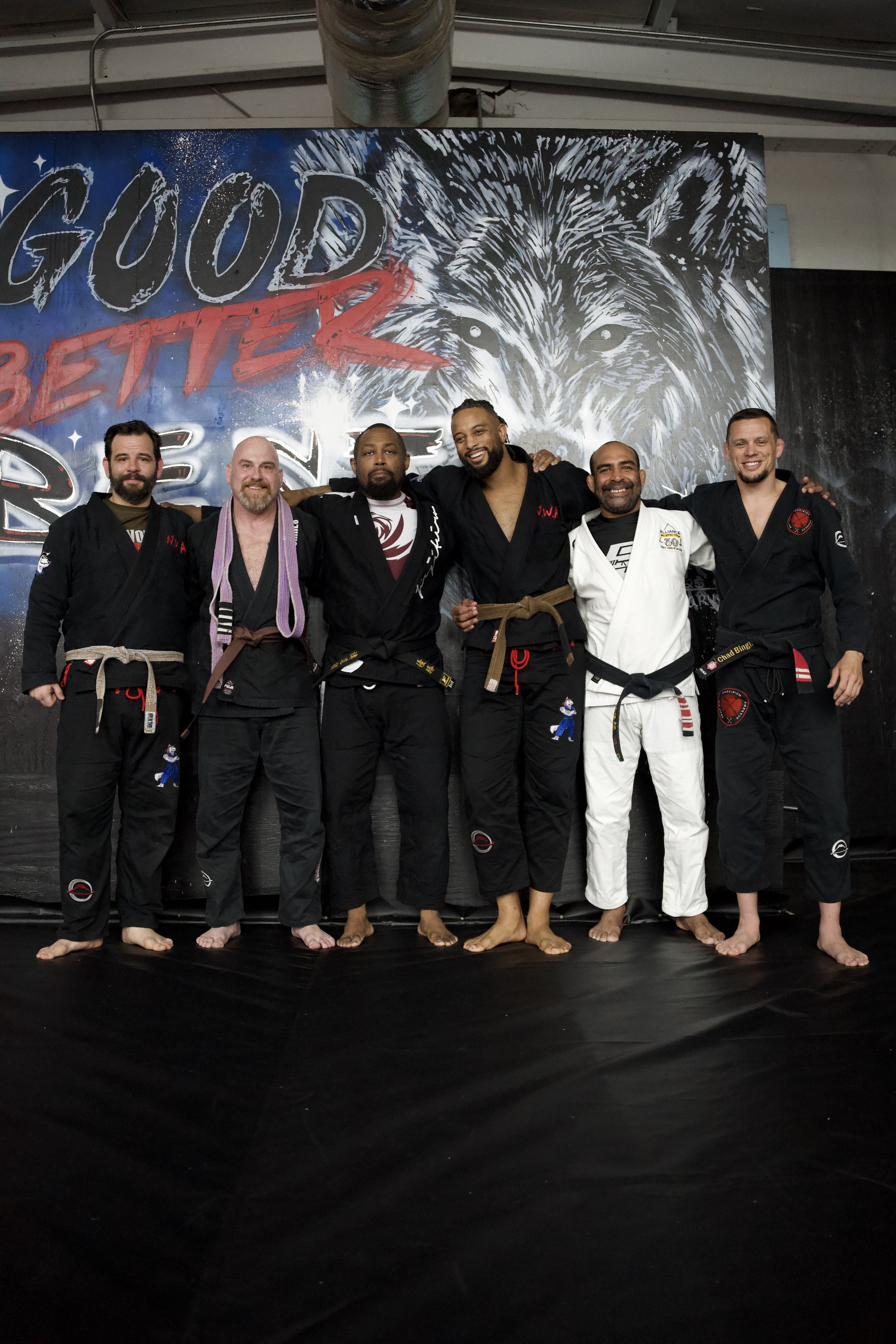 Adult BJJ practitioners at NoWorries Academy