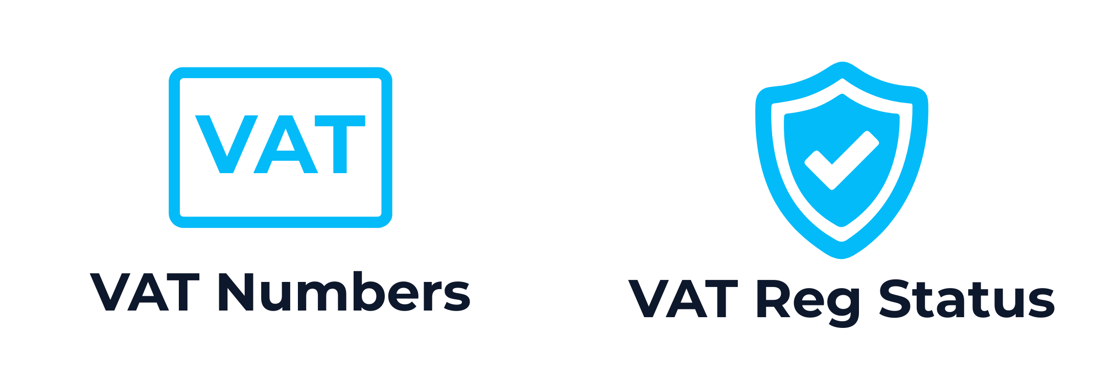 Icons displaying “VAT Numbers” and “VAT Reg Status” – showing verified tax information included in SellerSmart’s 200+ UK FBA retailer list