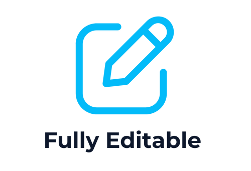 Blue pencil and square icon – editable gift card spreadsheet for sellers
