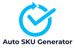 Blue checkmark icon with arrow circle representing Auto SKU Generator feature for automated Amazon FBA product labelling.