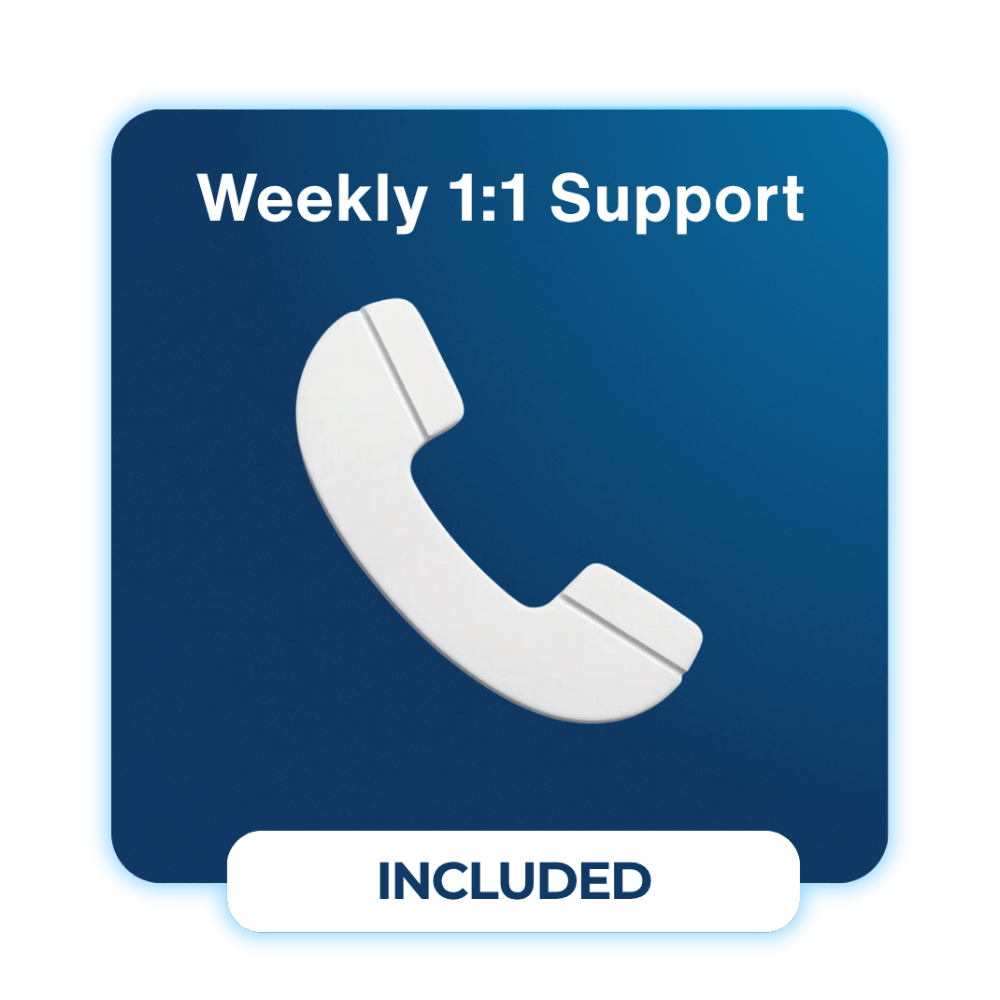 1-on-1 Amazon FBA mentorship call icon, representing personalised weekly support included in the 7-Figure Mentorship.