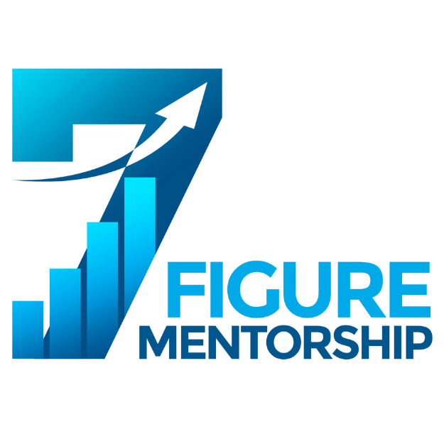 7-Figure Mentorship logo featuring an upward arrow and bar chart inside a bold number 7 in gradient blue tones.