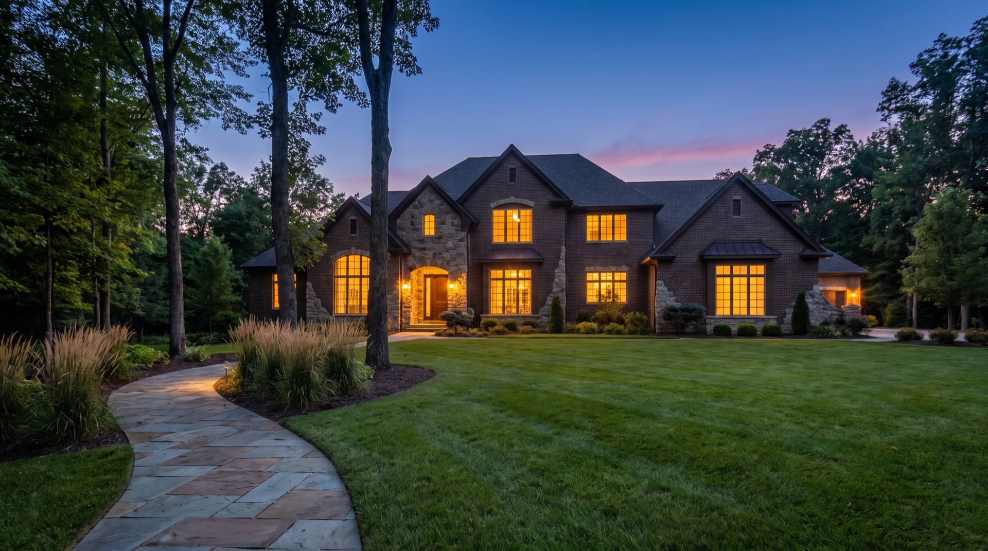 Beautiful Central Indiana home at twilight