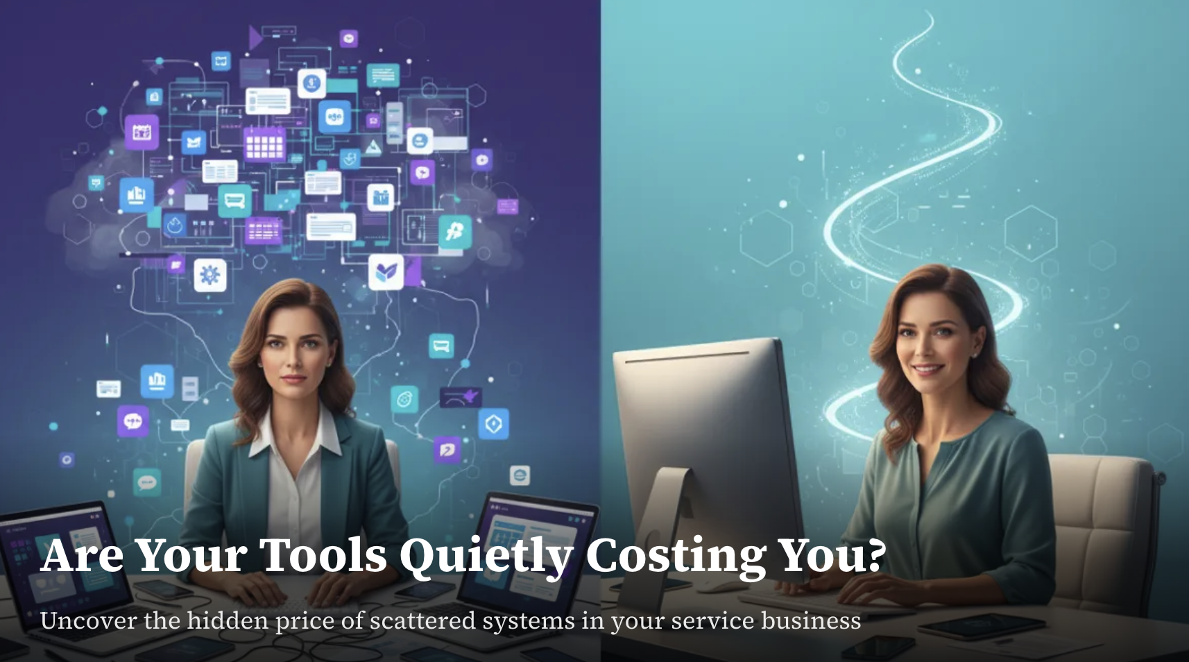 Before and after of a women with scatter business systems
