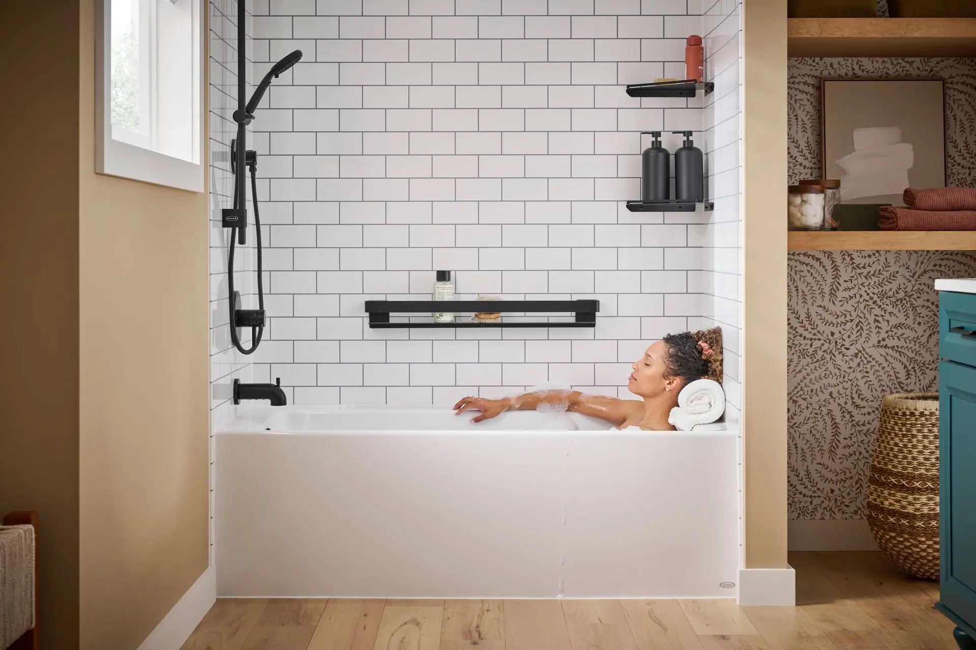 Woman relaxing in a Jacuzzi bathtub