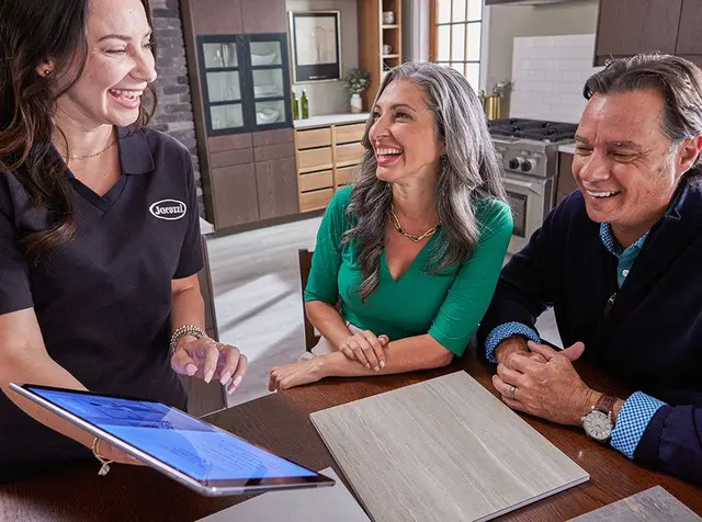 Bath Experts consultant showing a couple remodel options